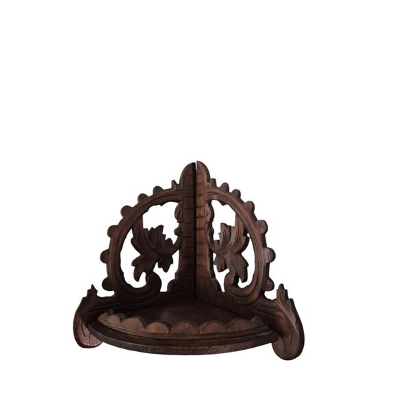 Vintage Corner Shelf Carved Wood Foldable Antique Germany Black Forest - Picture 1 of 9